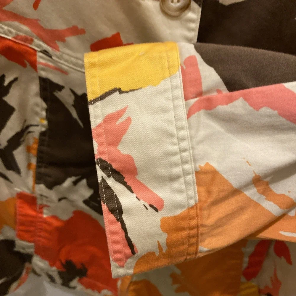 Christopher And Banks Jacket Women Medium‎ Orange Brown Multicolor Vivid Button - Picture 4 of 6